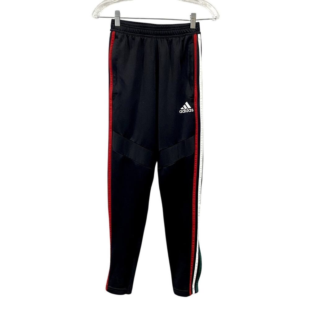 adidas Womens Black 3 Stripe Track Pants Drawstring Athletic Joggers XS